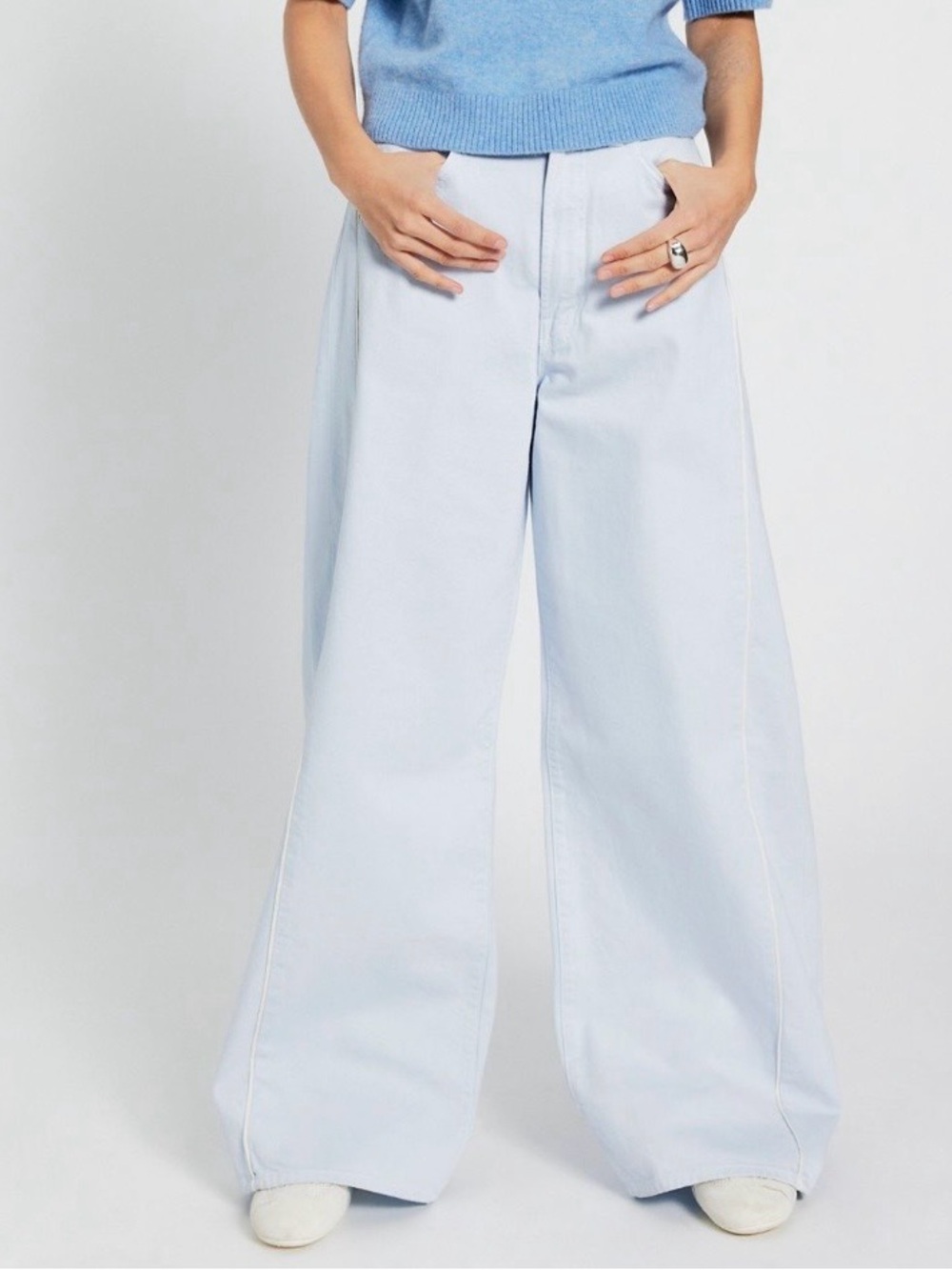 MOTHER Light Blue Wide Leg Jeans